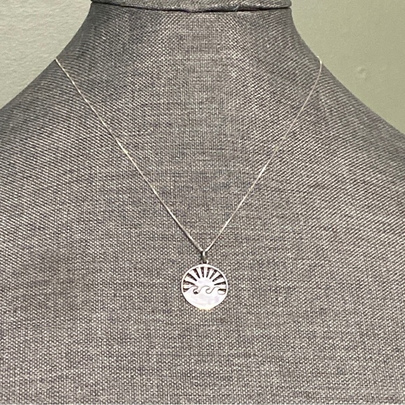 Sterling Silver Waves and Sun Sterling Silver Pendant And chain necklace - Picture 4 of 5